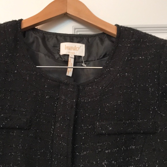 Laundry "Lady Jacket" subtle sparkle 3/4 sleeve cropped jacket. Sz 8 - Picture 4 of 6